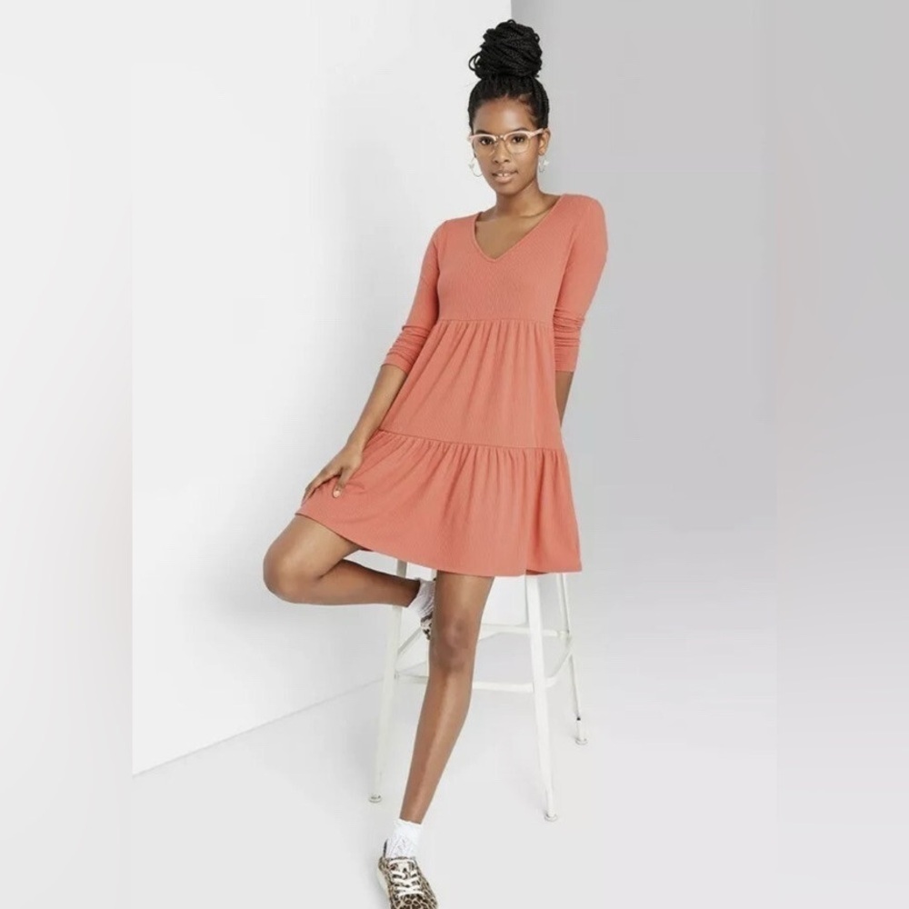 Women's Wild Fable Brushed Rib Knit Tiered Dress Sz XS